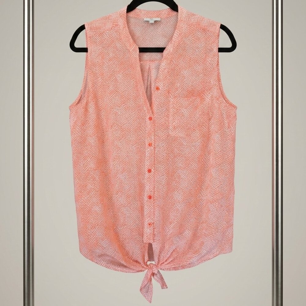 Joie Edalette 100% Silk tie front sleeveless tank orange Size S